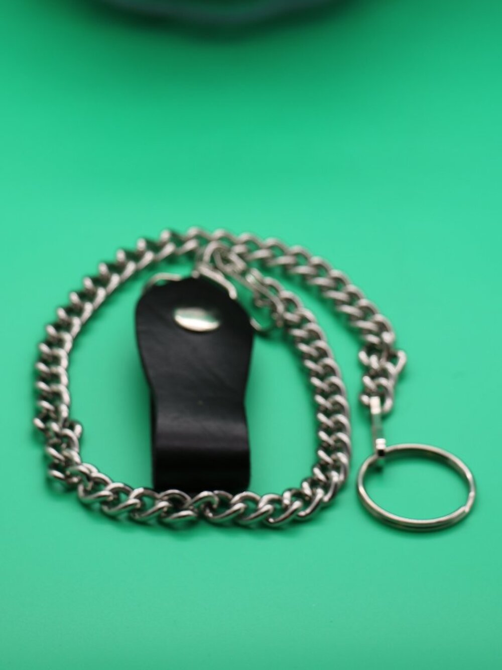 Vintage Heavy Duty Metal Biker Trucker WAllet Chain- Genuine Leather Belt Loop